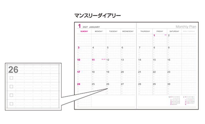 ロジカルノートダイアリーの月間紙面